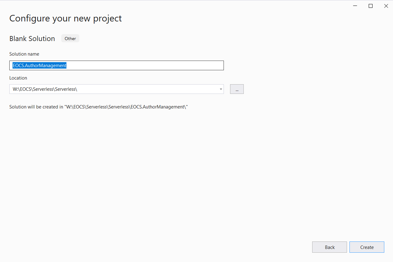 Create a blank solution in Visual Studio